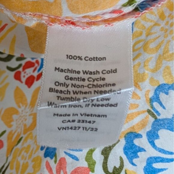Talbots Blossom Garden Shell Shirt Womens Size XL Colorful Floral Flutter Sleeve - Picture 4 of 8